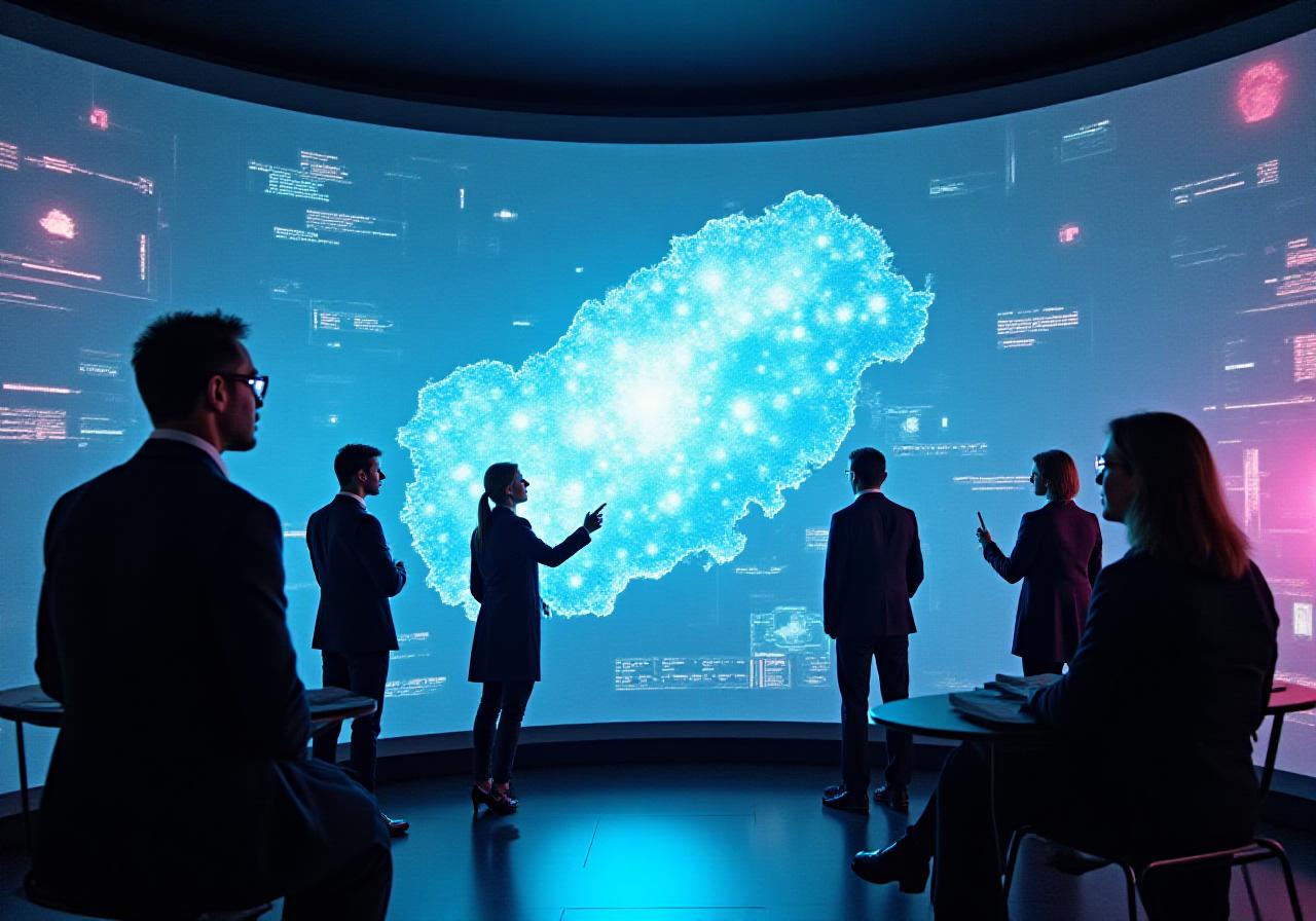 A global network of climate researchers collaborating over high-resolution glacial data visualizations