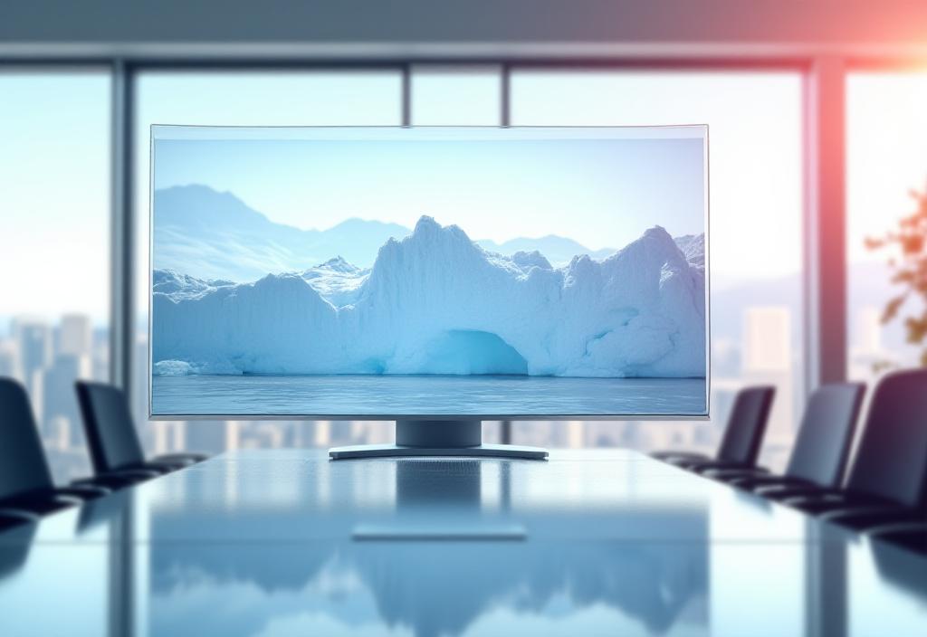 Sophisticated digital twin of a glacier on a boardroom screen